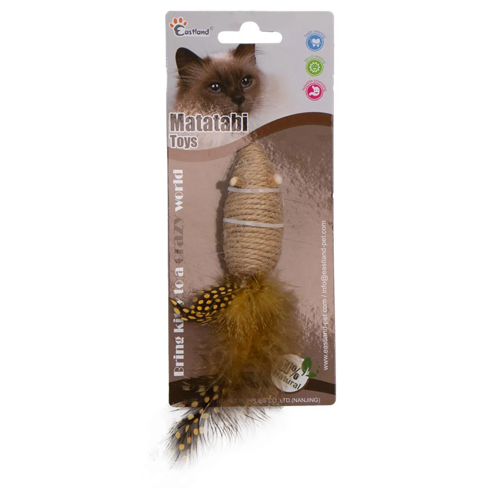 Eastland İpli Tüylü Çıngıraklı Fare Kedi Oyuncağı