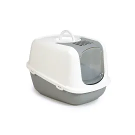 Beeztees Kapalı Kedi Tuvaleti, Koku Filtreli, Jumbo, Gri Beyaz, 66x48x46cm
