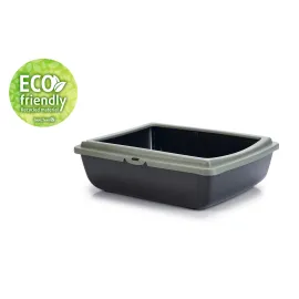 Beeztees Kalın Kenarlı Açık Kedi Tuvaleti, Antrasit Mavi, 48x38x14cm