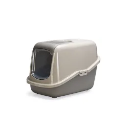 Beeztees Kapalı Kedi Tuvaleti, Koku Filtreli, Bej Gri, 56x39x39cm