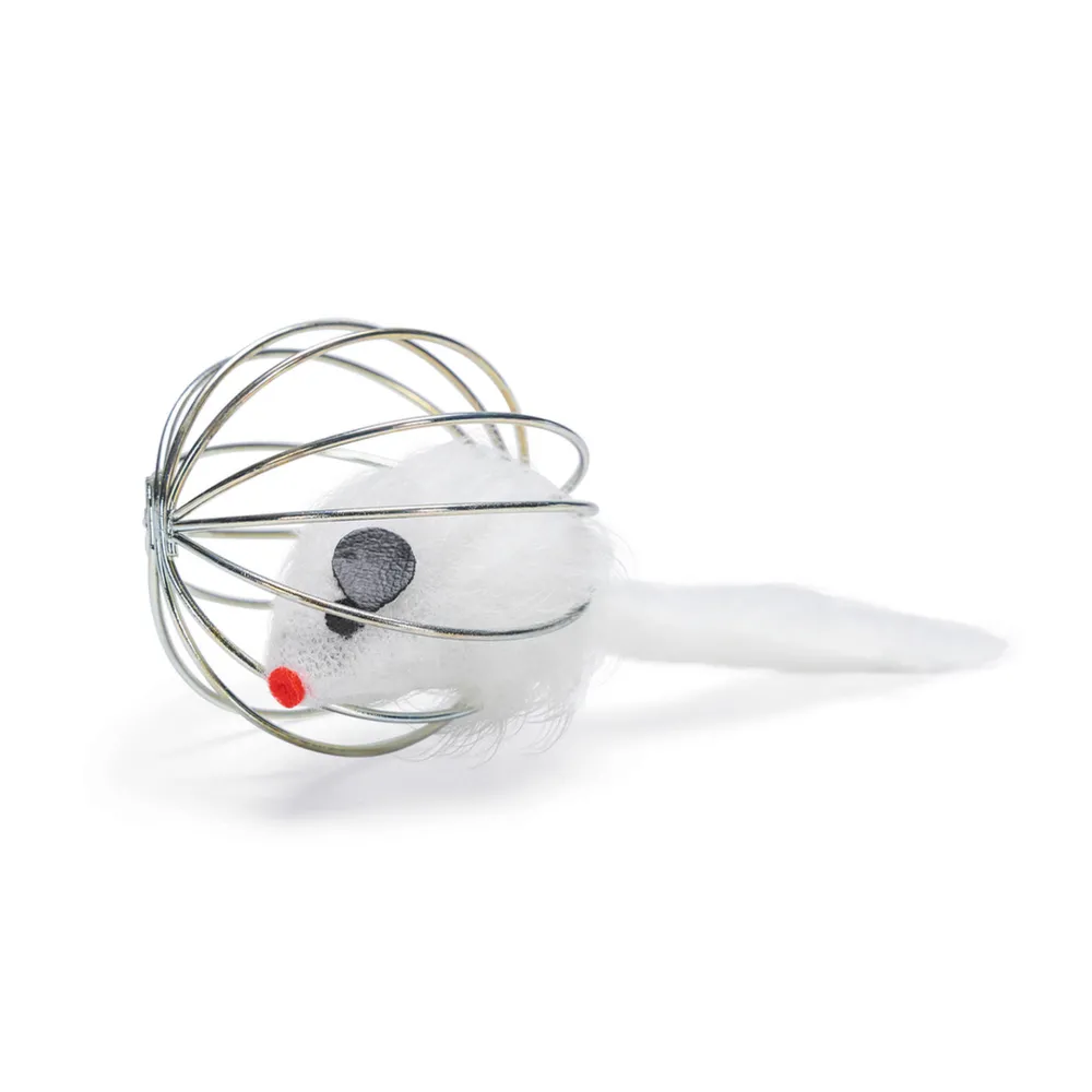 Beeztees Kedi Oyuncağı, Tel Top İçerisinde Pleuş Fare, Çeşitli Renklerde, 5,5cm