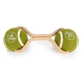 Beeztees Köpek Oyuncağı, İpli İki Tenis Topu, Kauçuk, Gri/Kahverengi, 21cm, Top 6,3cm