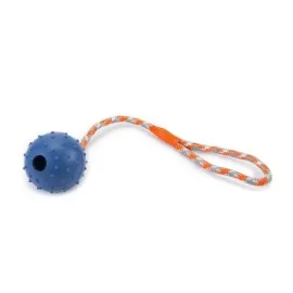 Beeztees Köpek Oyuncağı, Sesli, İpli Top, Kauçuk, Mavi, 30cm