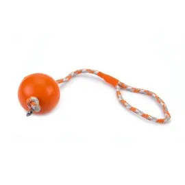 Beeztees Köpek Oyuncağı, İpli Dolu Top, Kauçuk, Turuncu, 30cm