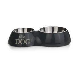 Beeztees Köpek İkili Mama ve Su Kabı, Paslanmaz Çelik, 37x22cm, 350ml ve 700ml