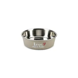 Beeztees Köpek Mama Su Kabı, Paslanmaz Çelik, Gri, 17cm, 750ml