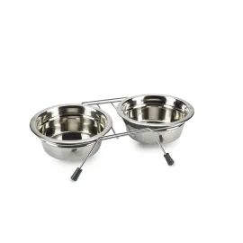 Beeztees Köpek İkili Mama ve Su Kabı, Paslanmaz Çelik, Sessiz&Kaymaz, 16cm, 2x800ml
