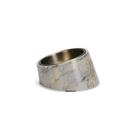 Beeztees DBL Kedi Mama Su Kabı, Paslanmaz Çelik, Bej Mermer Görünümlü, 14,5x3,3x7,6cm, 160ml