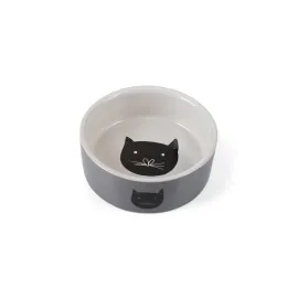Beeztees Kedi Mama Su Kabı, Seramik, Gri, 11,5cm, 180ml
