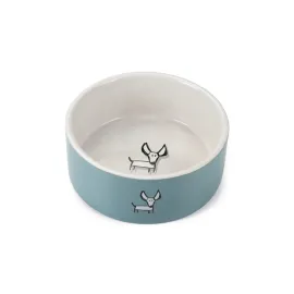 Beeztees Köpek Mama Su Kabı, Seramik, Beyaz Turkuaz, 18,5cm, 1400ml
