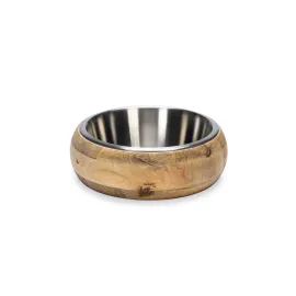 Beeztees DBL Köpek Mama Su Kabı, Dışı Masif Ahşap, Paslanmaz Çelik, 21cm, 1300ml