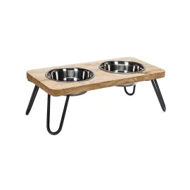 Beeztees DBL Kedi İkili Mama ve Su Kabı, Paslanmaz Çelik, Beyaz, 31x16x10cm, 2x350ml