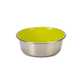 Beeztees Köpek Mama Su Kabı, Paslanmaz Çelik, İçi Sarı, 16cm, 940ml