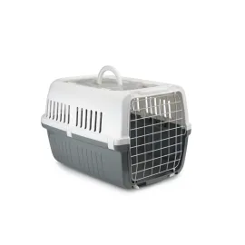 Beeztees Köpek veya Kedi Taşıma Kabı, Çift Girişli, Gri/Beyaz, 55x35x34cm