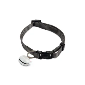 Beeztees Kedi Boyun Tasması, Zilli, Koyu Gri, 20-30cm