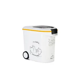 Beeztees Mama Saklama Kabı, Plastik, Tekerlekli, Özel Kapaklı, Beyaz, 35L