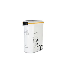 Beeztees Mama Saklama Kabı, Plastik, Tekerlekli, Özel Kapaklı, Beyaz, 54L