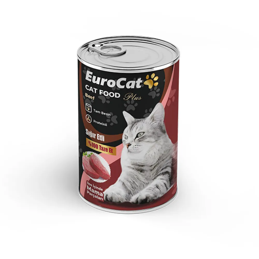 Eurocat Sığır Parça Etli Yetişkin Kedi Konserve 400 Gr