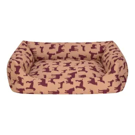 Pet Comfort Uniform Bej-Bordo Köpek Yatağı L 70X60Cm