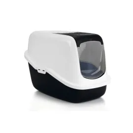Beeztees Kapalı Kedi Tuvaleti, Koku Filtreli, Siyah Beyaz, 56X39X39Cm