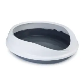 Beeztees Yüksek Kenarlı, Oval Açık Kedi Tuvaleti, Gri Beyaz, 46x55x40cm