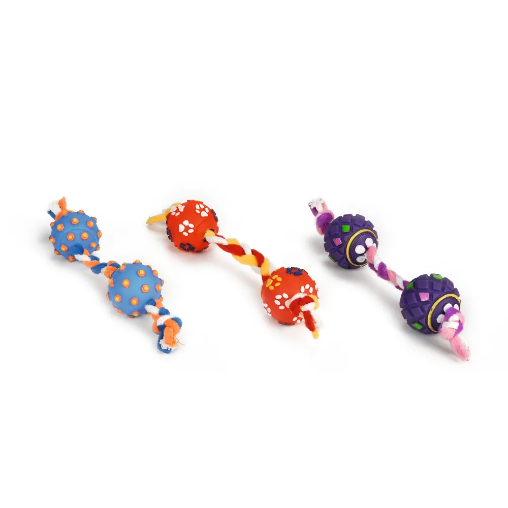 Beeztees Köpek Oyuncağı, İpli Top, Vinyl, Çeşitli Renklerde, S, Top 4,5Cm - 30Cm