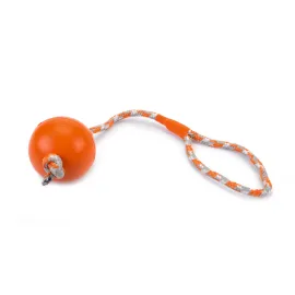 Beeztees Köpek Oyuncağı, İpli Dolu Top, Kauçuk, Turuncu, 30Cm