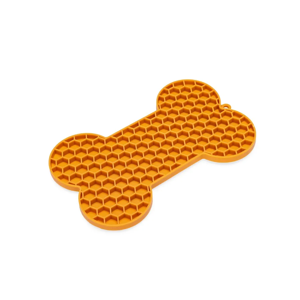 Beeztees Yavru Köpek Yaş Mama Yeme Oyuncağı, Kemik Şeklinde, Silikon, Turuncu, 18X11Cm