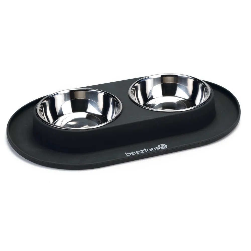 Beeztees Köpek İkili Mama Ve Su Kabı, Paslanmaz Çelik, 40X24Cm, 2X500Ml