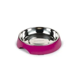 Beeztees Kedi Mama Su Kabı, Paslanmaz Çelik, Pembe, 18,5Cm, 420Ml