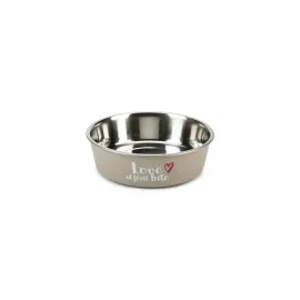 Beeztees Köpek Mama Su Kabı, Paslanmaz Çelik, Gri, 14Cm, 450Ml