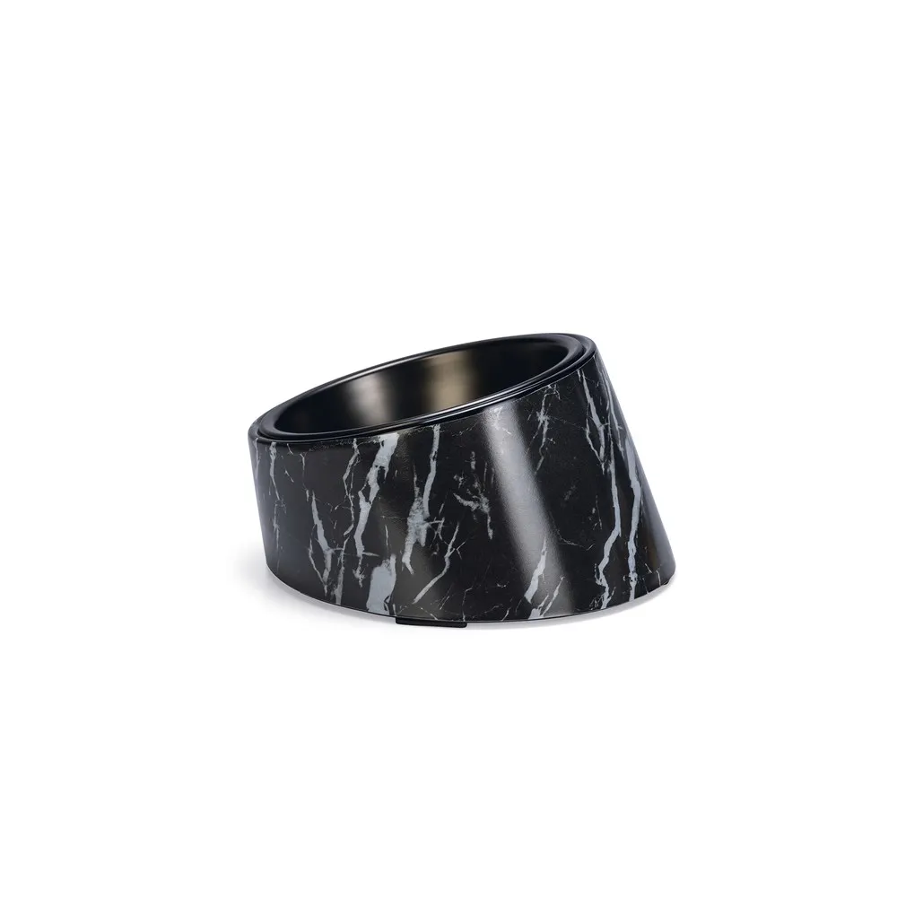 Beeztees Dbl Kedi Mama Su Kabı, Paslanmaz Çelik, Siyah Mermer Görünümlü, 14,5X3,3X7,6Cm, 160Ml