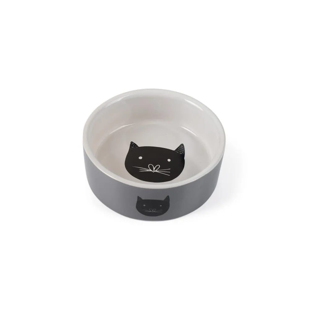 Beeztees Kedi Mama Su Kabı, Seramik, Gri, 11,5Cm, 180Ml