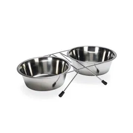 Beeztees Köpek İkili Mama Su Kabı, Paslanmaz Çelik, 20Cm, 2X1800Ml