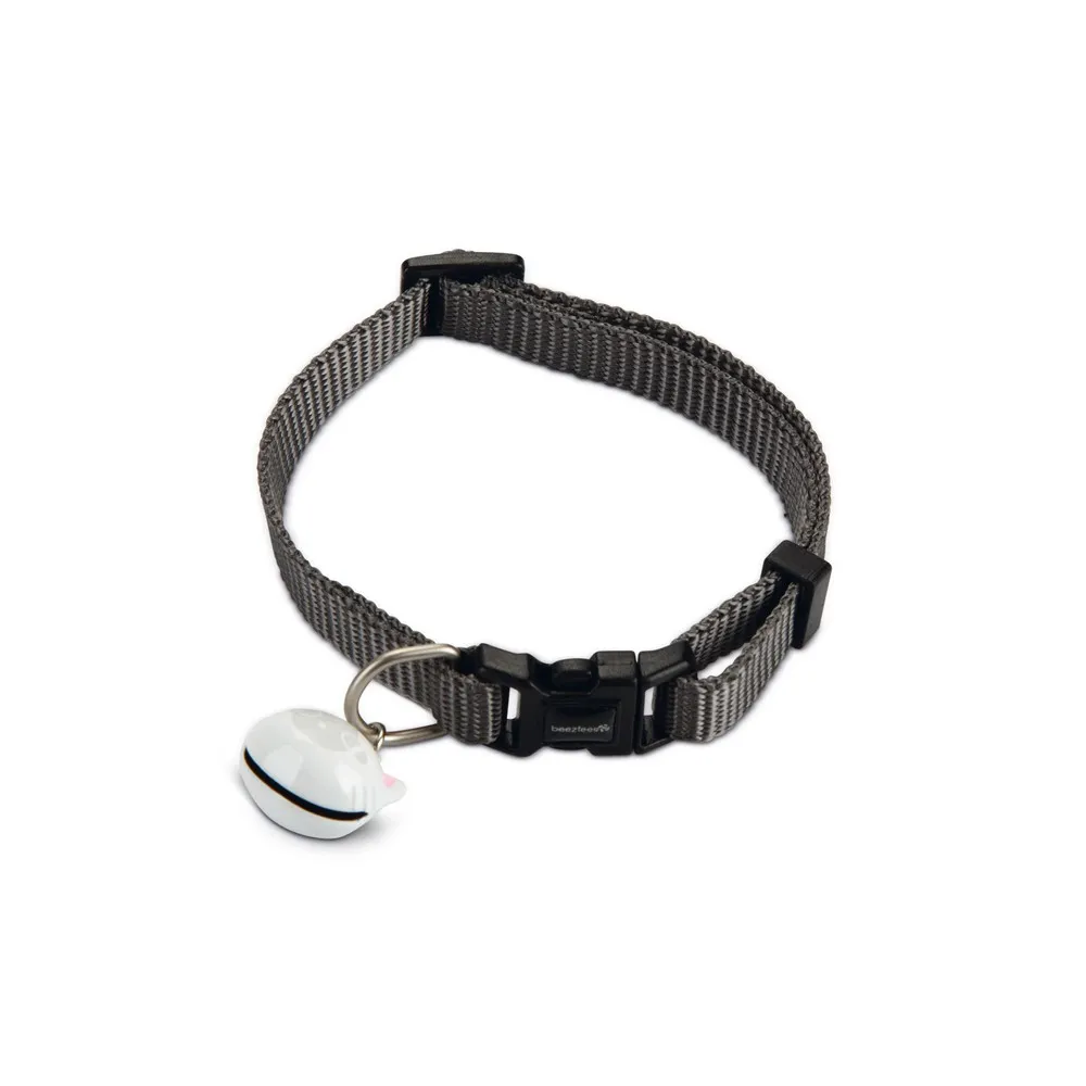 Beeztees Kedi Boyun Tasması, Zilli, Koyu Gri, 20-30Cm