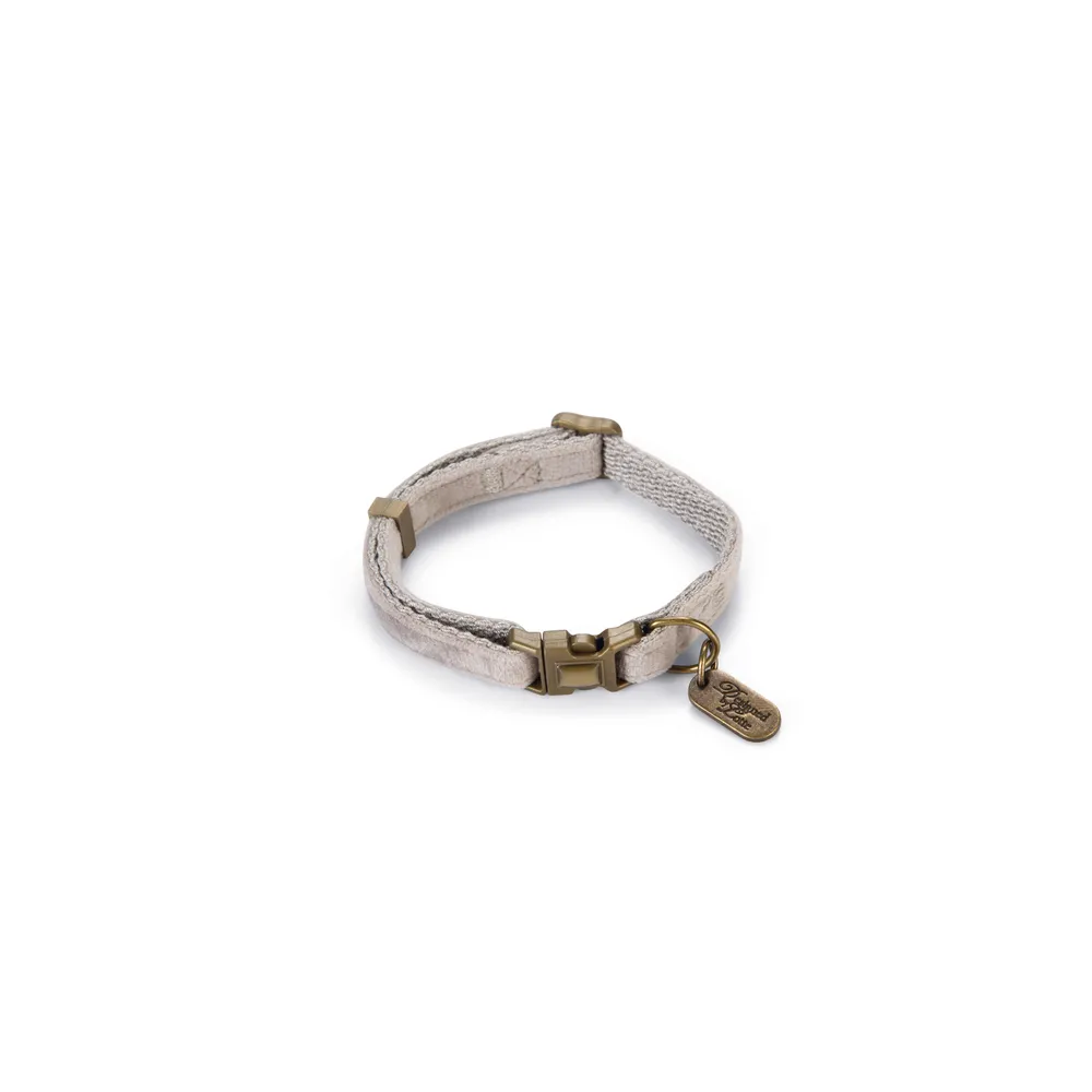 Beeztees Dbl Köpek Tasması, Kadife, Gri, 20-30Cm, 10Mm