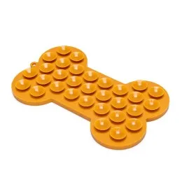 Beeztees Yavru Köpek Yaş Mama Yeme Oyuncağı, Kemik Şeklinde, Silikon, Turuncu, 18X11Cm