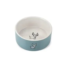 Beeztees Köpek Mama Su Kabı, Seramik, Beyaz Turkuaz, 18,5Cm, 1400Ml