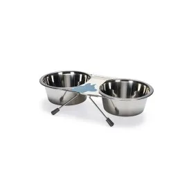 Beeztees Köpek İkili Mama Su Kabı, Paslanmaz Çelik, 16Cm, 2X900Ml