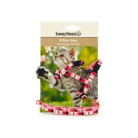 Beeztees Yavru Kedi Göğüs Tasması Ve Gezdirme Kayışı, 120Cm, Pembe, 15-33Cm
