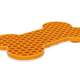 Beeztees Yavru Köpek Yaş Mama Yeme Oyuncağı, Kemik Şeklinde, Silikon, Turuncu, 18X11Cm