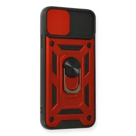 Newface Iphone 11 Pro Max Kılıf Pars Lens Yüzüklü Silikon - Kırmızı