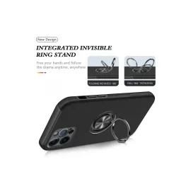 Newface Iphone 12 Pro Kılıf Elit Yüzüklü Kapak - Siyah