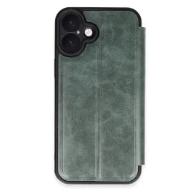 Newface Iphone 16 Kılıf Flip Cover - Koyu Yeşil