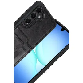 Newface Samsung Galaxy A17 5G Sara Kartvizitli Deri Kılıf - Siyah