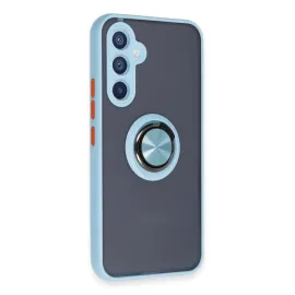 Newface Samsung Galaxy A54 5G Kılıf Montreal Yüzüklü Silikon Kapak - Buz Mavi