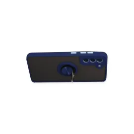 Newface Samsung Galaxy S21 FE Kılıf Montreal Yüzüklü Silikon Kapak - Lacivert