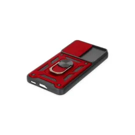 Newface Samsung Galaxy S22 Kılıf Pars Lens Yüzüklü Silikon - Kırmızı