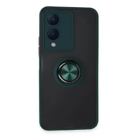 Newface Vivo Y17S Kılıf Montreal Yüzüklü Silikon Kapak - Yeşil