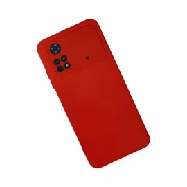 Newface Xiaomi Poco M4 Pro 4G Kılıf Nano Içi Kadife Silikon - Kırmızı